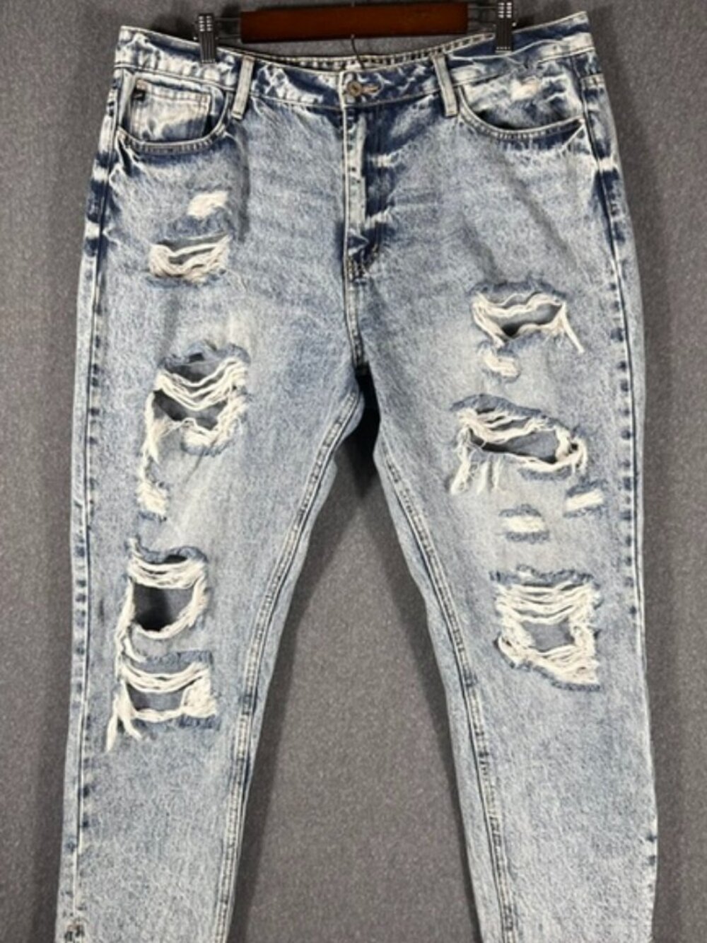 KanCan Collie Mom Jeans Womens Sz 15/31 Acid Wash Distressed High Rise 37x28